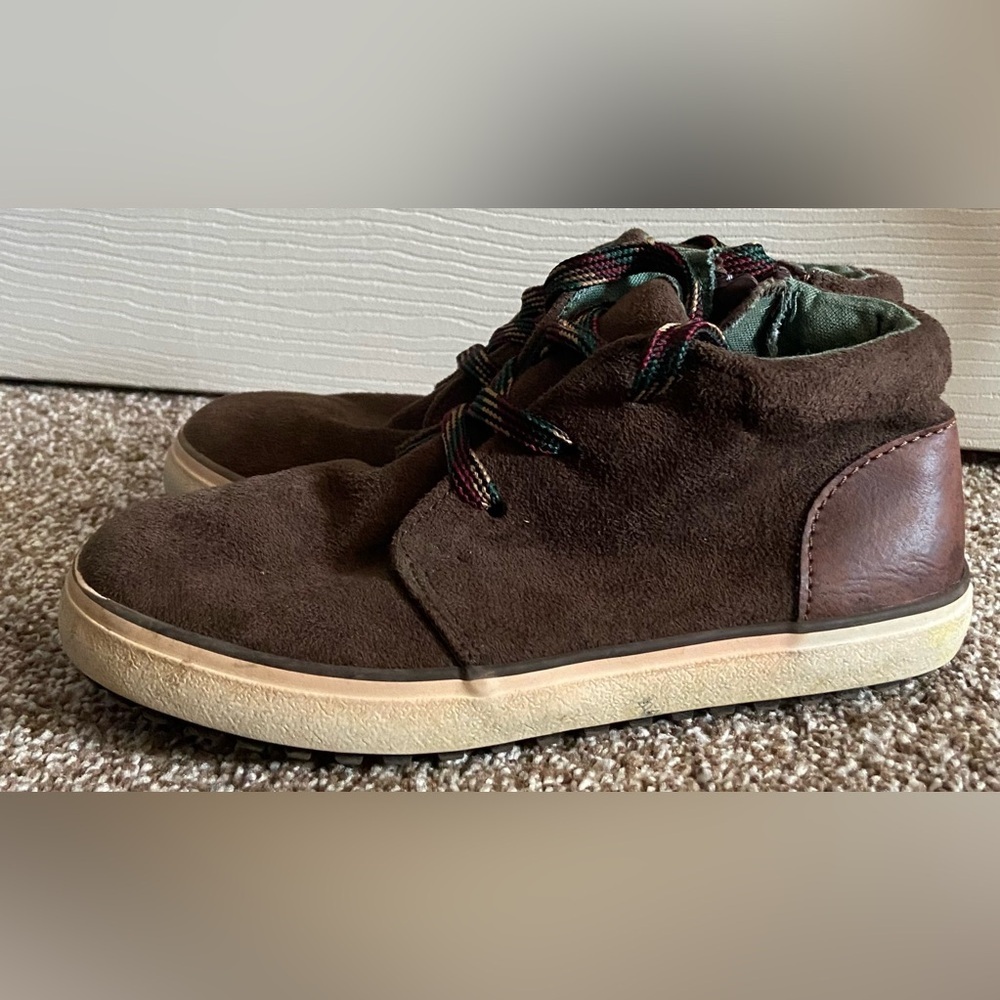 Cat And Jack Shoes Youth 12 Boys Casual Brown Suede Lace Up Hi Sneakers